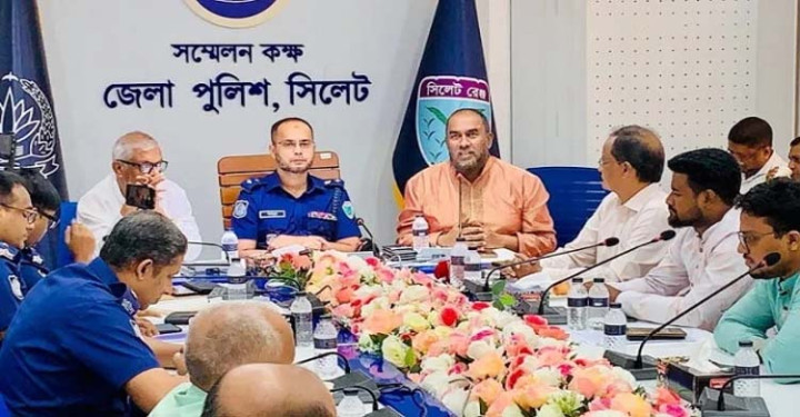 সিলেটে দুর্গোৎসব শান্তিপূর্ণ উদযাপনে নিরাপত্তা সর্বাত্মক প্রস্তুতি সমন্বয় সভা