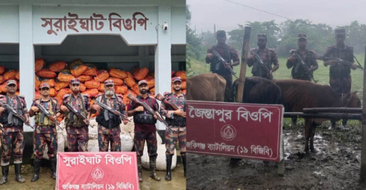 সিলেট সীমান্তে অর্ধকোটি টাকার ভারতীয় চোরাচালানি মালামাল জব্দ