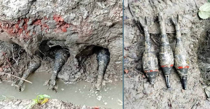 মাটির নিচে মিলল ৩ মর্টার শেল