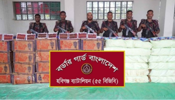 হবিগঞ্জে ৬৫ লাখ টাকার ভারতীয় চোরাচালানি পণ্য জব্দ