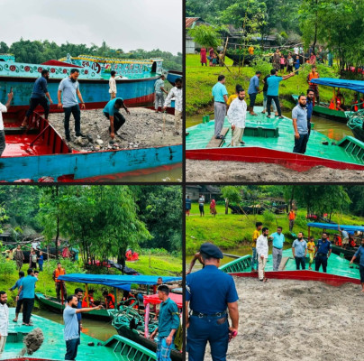 গোয়াইনঘাটে অবৈধ পাথর উত্তোলনের অভিযোগে টাস্কফোর্সের অভিযানে ৮ জন আটক