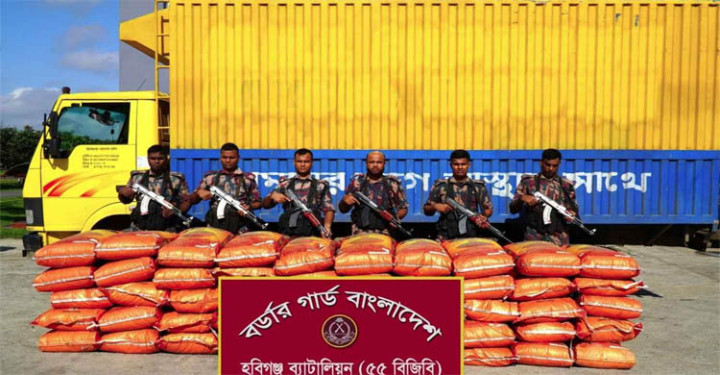 হবিগঞ্জে ১ কোটি টাকা ভারতীয় চোরাই পণ্য জব্দ