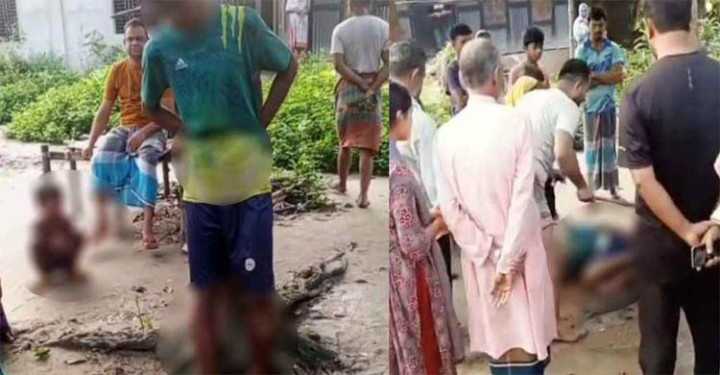 মায়ের সামনে ছেলেকে গাছে বেঁধে মধ্যযুগীয় কায়দায় নির্যাতন