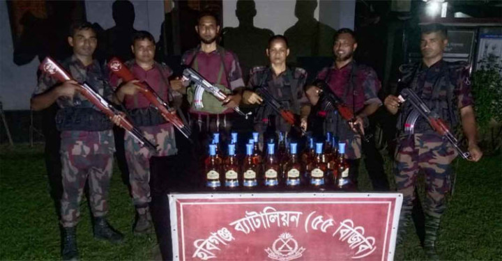 হবিগঞ্জ সীমান্তে ভারতীয় মদসহ চোরাচালানি মালামাল জব্দ