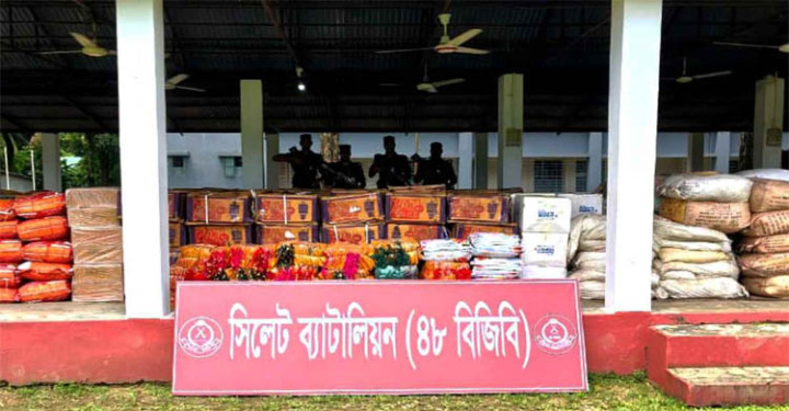 সিলেট সীমান্তে ২ কোটি ২৫ লাখ টাকার চোরাচালানি মালামাল জব্দ