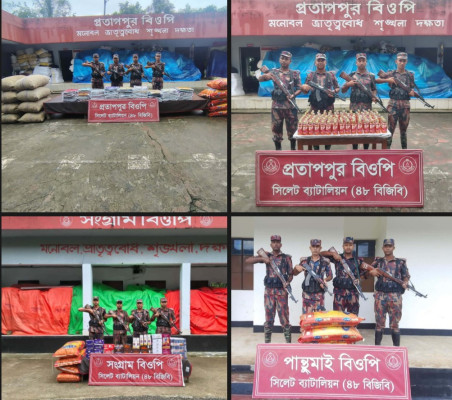 সিলেট সীমান্তে ৩৫ লাখ টাকার চোরাচালানি মালামাল জব্দ