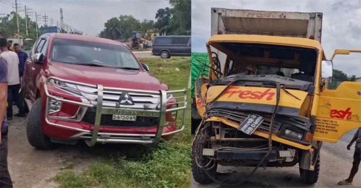 হবিগঞ্জে কাভার্ড ভ্যানের সঙ্গে ইউএনওকে বহনকারী জিপের মুখোমুখি সংঘর্ষ