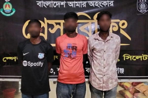 হবিগঞ্জে বিপুল পরিমাণ  গাঁজাসহ আটক ৩