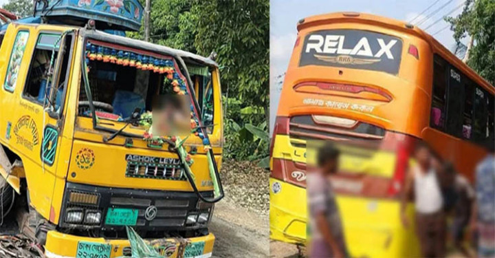 সিলেটে পর্যটকবাহী বাসে ট্রাকের ধাক্কা, আহত ৩