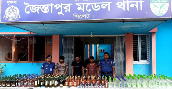 সিলেটে বিদেশি মদ ফেনসিডিল ও ইয়াবাসহ, আটক ৩ যুবক