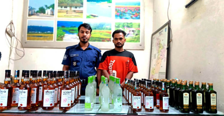 সিলেটে বিপুল পরিমাণ বিদেশি মদসহ যুবক আটক