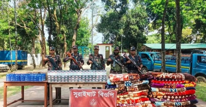 সিলেট সীমান্তে সাড়ে ৯ লাখ টাকার ভারতীয় পণ্য জব্দ